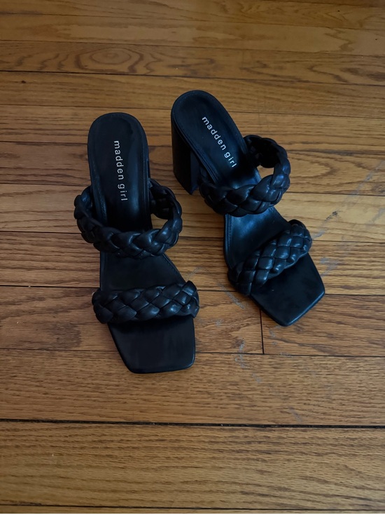 Madden Girl Shoes - Madden Girl Black Braided Double-Strap Block Heels